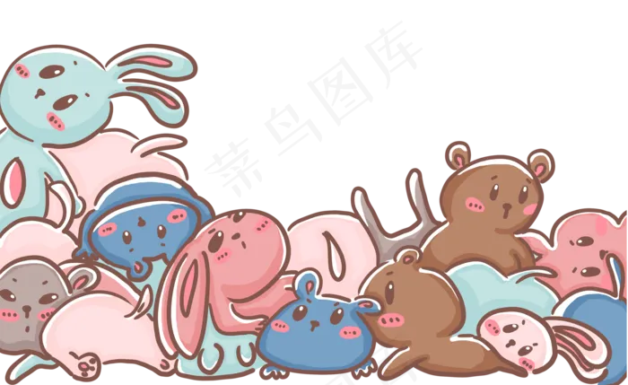 娃娃熊兔子玩偶,免抠元素(2000X1226(DPI:300))psd模版下载