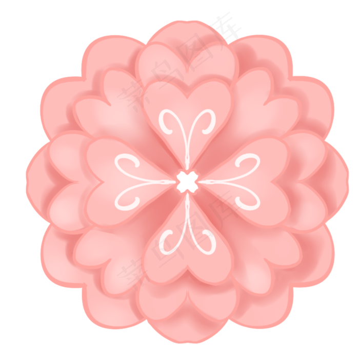 节日粉色立体剪纸花,免抠元素(2050X2050(DPI:299))psd模版下载