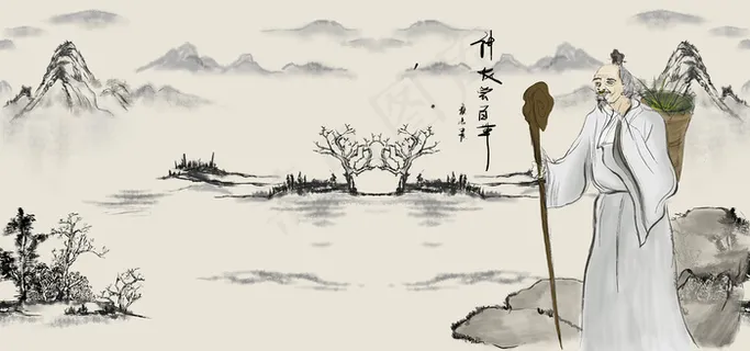 传统中医古风简约棕色banner