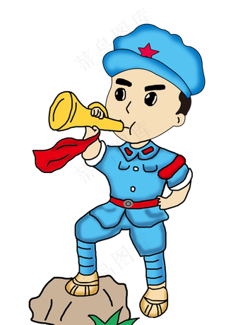 建党节建军节党建卡通八路军,免抠元素