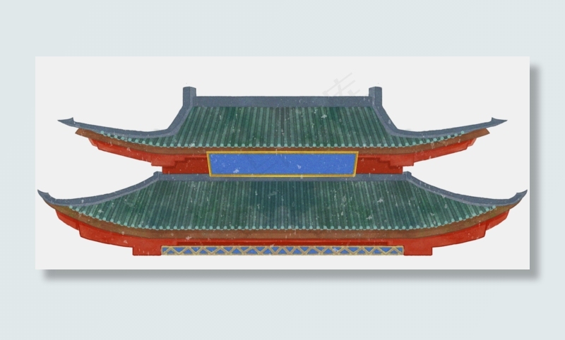 手绘中国风古风屋檐(4414X1905(DPI:300))psd模版下载