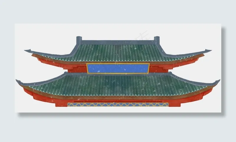 手绘中国风古风屋檐(4414X1905(DPI:300))psd模版下载