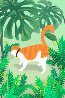 春天花园草丛里戏猫咪