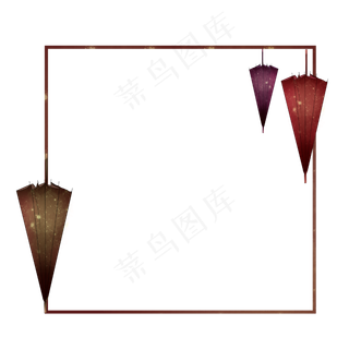 雨伞清明节手绘边框