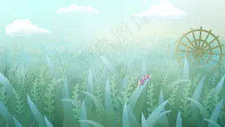 夏天小清新小满风车配图