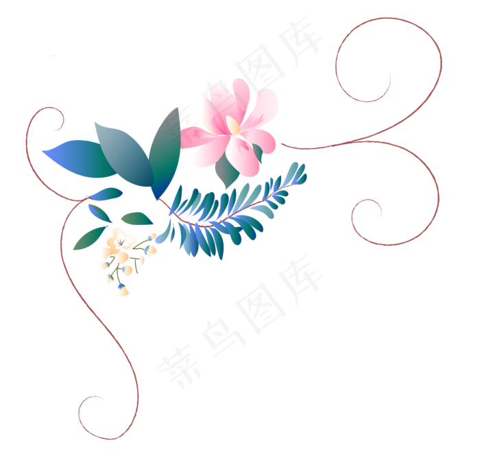 绽放花朵花藤插画