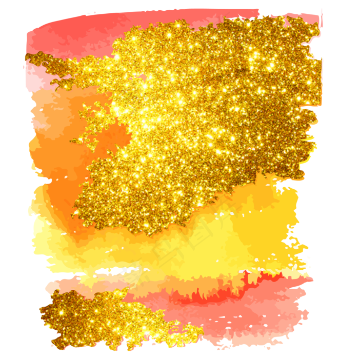 金箔水彩笔触,免抠元素