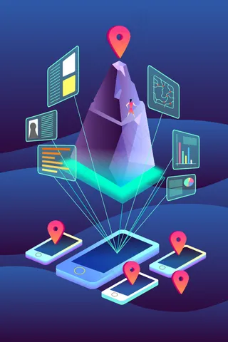 科技智能2.5d手绘矢量插图