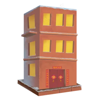 立体卡通手绘房子,免抠元素