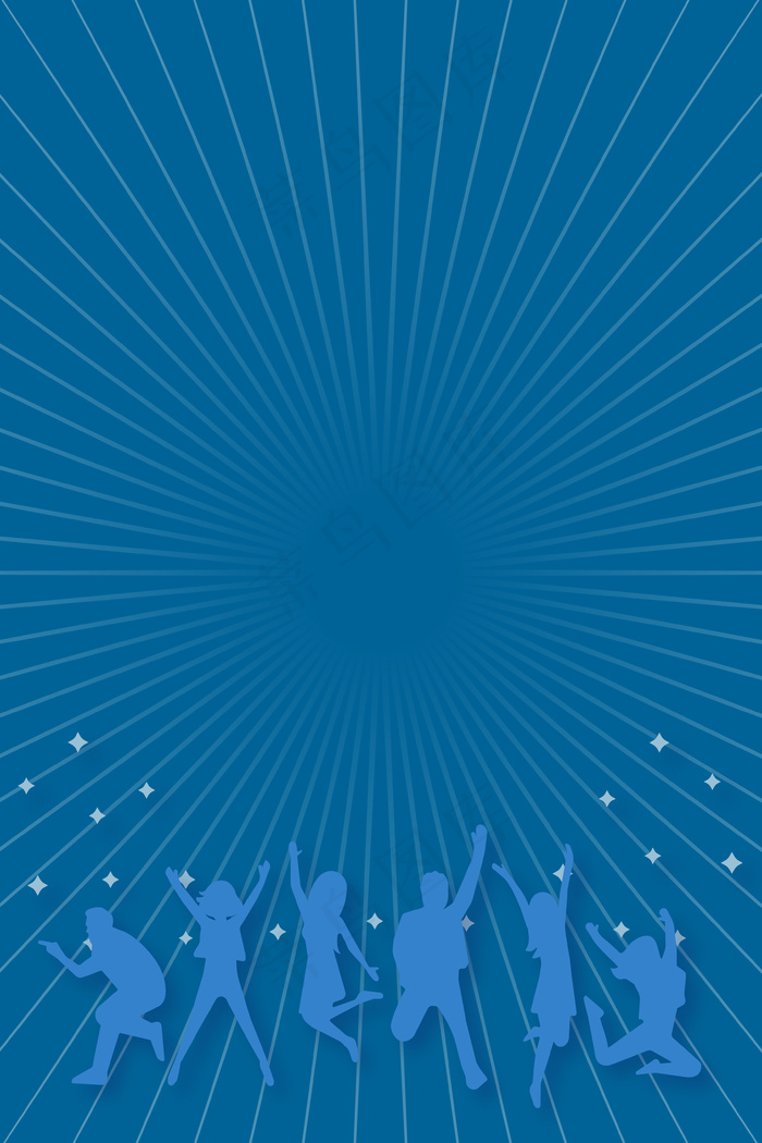 蓝色简约扁平化五四青年节广告背景