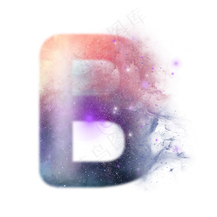 创意星空蓝色红色字母B,免抠元素艺术字(3000X3000(DPI:300))psd模版下载