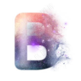 创意星空蓝色红色字母B,免抠元素艺术字
