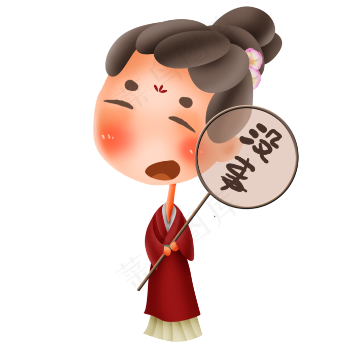 拿扇子的古代美人(2000X2000(DPI:300))psd模版下载