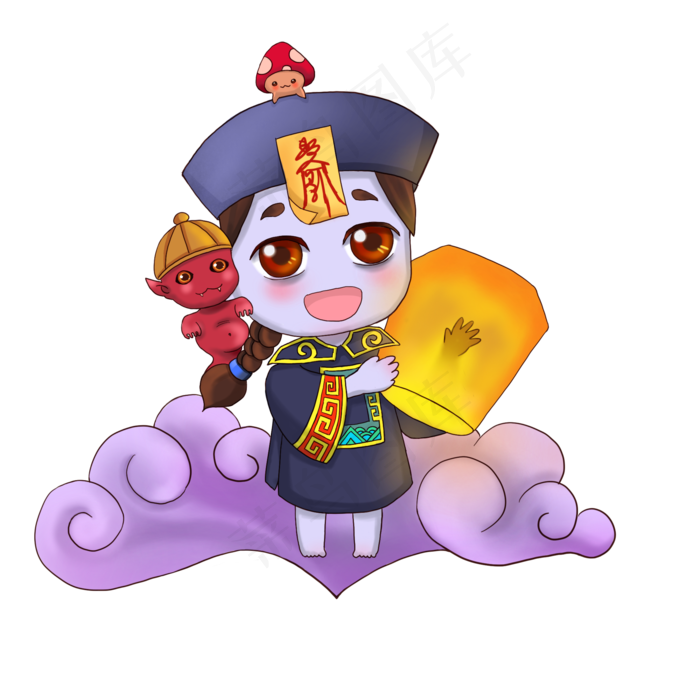 中元节捧着灯的小僵尸,免抠元素