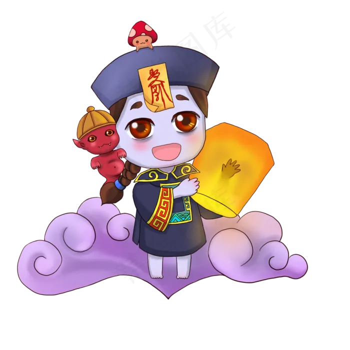 中元节捧着灯的小僵尸,免抠元素