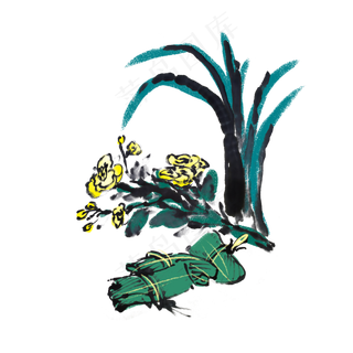 端午节水墨风粽子手绘