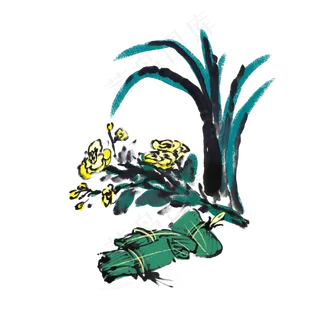 端午节水墨风粽子手绘