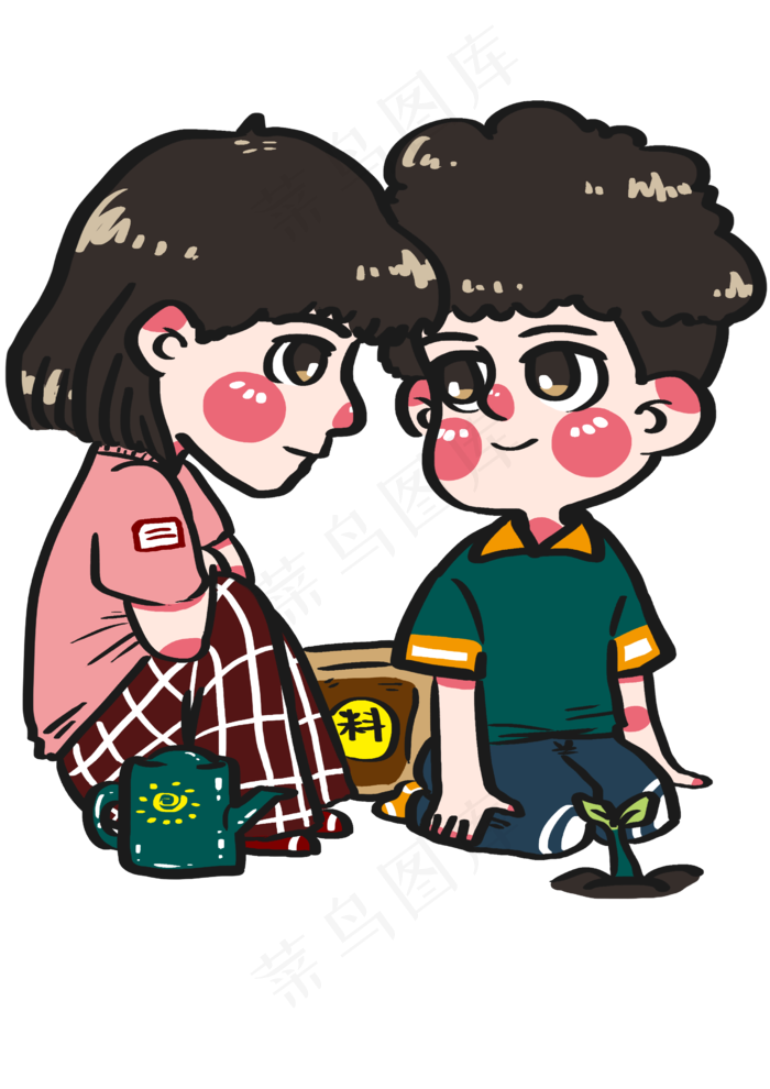 植树节好朋友一起陪着树苗成长卡