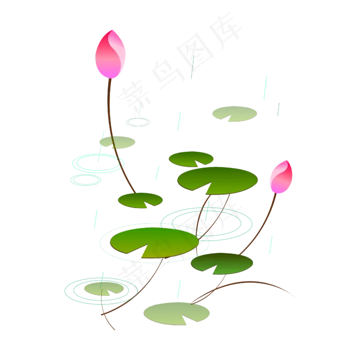 矢量手绘绿色荷叶(4167*4167px 300 dpi )ai矢量模版下载