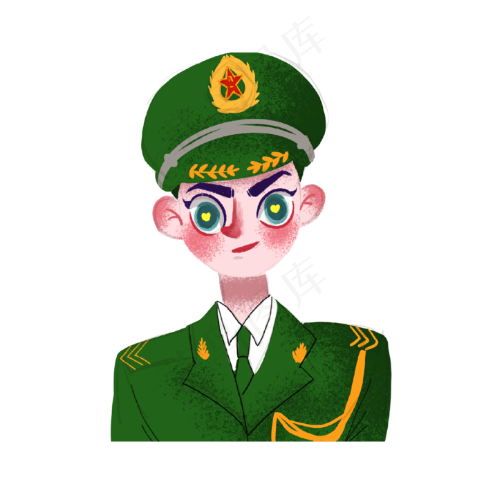 八一建军节手绘军人(2048X2048(DPI:132))psd模版下载