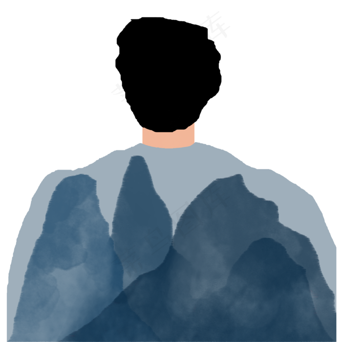 父亲节手绘父爱如山爸爸背影