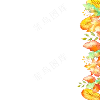 秋天落叶金黄缤纷装饰边框,免抠元素