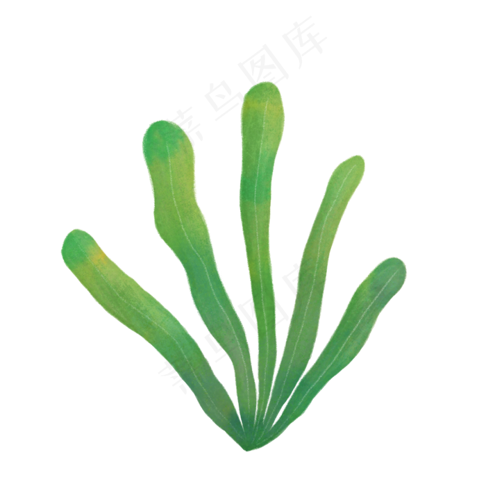 手绘绿色叶子植物绿叶花草