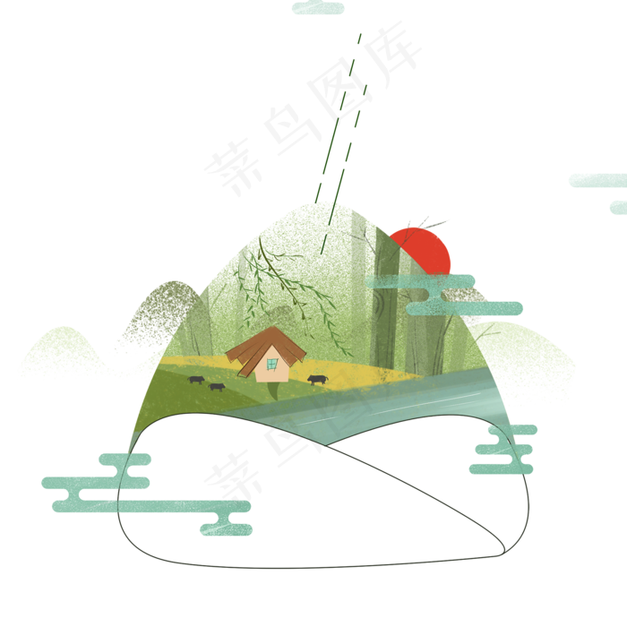 唯美手绘风格端午中秋佳节