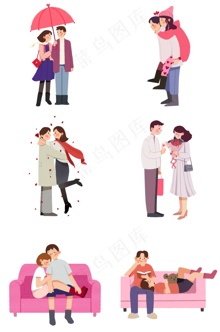 情人节2.14情侣恩爱卡通手绘(2000X3020(DPI:300))psd模版下载