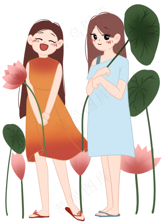 看荷花小女孩(2000X2700(DPI:299))psd模版下载