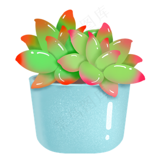 小清新盆栽绿色多肉,免抠元素