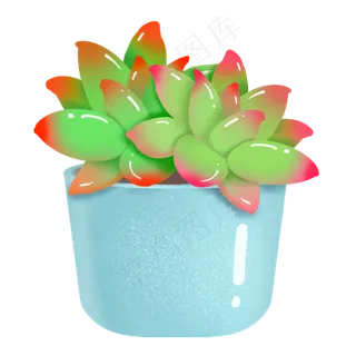 小清新盆栽绿色多肉,免抠元素