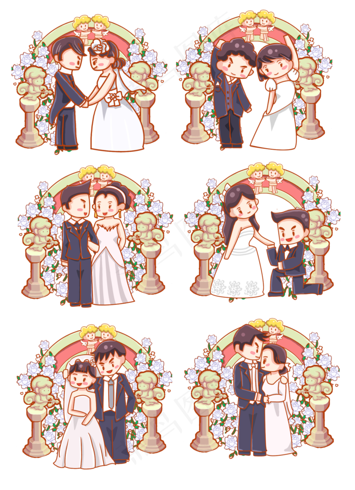 婚礼季婚纱可爱石像(2328X3213(DPI:300))psd模版下载