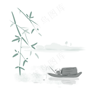 中国风水彩水墨山水风景画