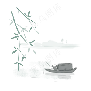 中国风水彩水墨山水风景画