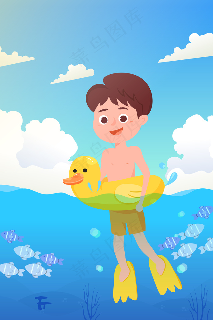 夏日游泳孩子夏天暑假夏令营手机页面配图