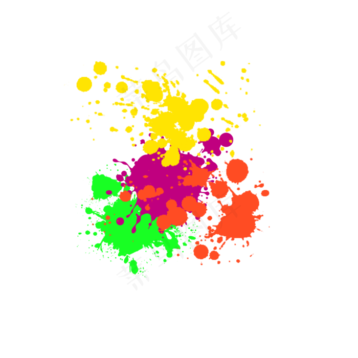 彩色喷溅的油墨(2000*2000px 72 dpi )psd模版下载