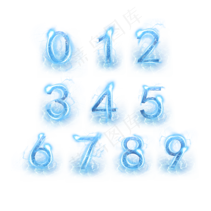 蓝色水晶电水数字合集