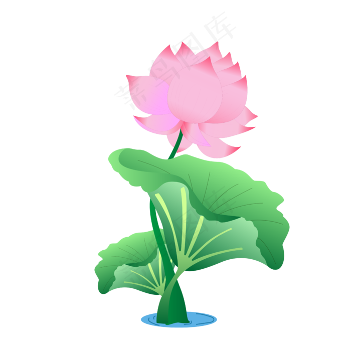 手绘卡通粉色莲花