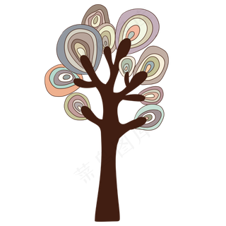 彩色圆圈树叶大树