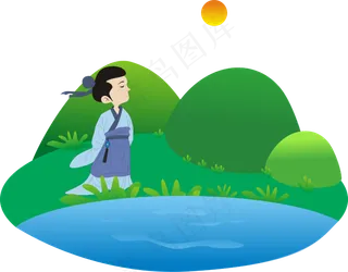 端午节卡通矢量屈原