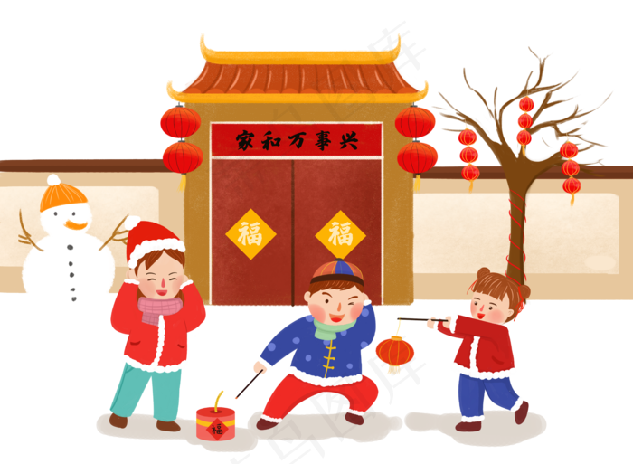 鼠年春节过年放鞭炮,免抠元素