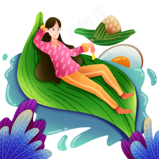 粽叶上的长头发女孩