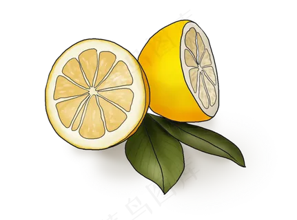夏季食物手绘柠檬