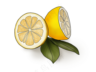 夏季食物手绘柠檬