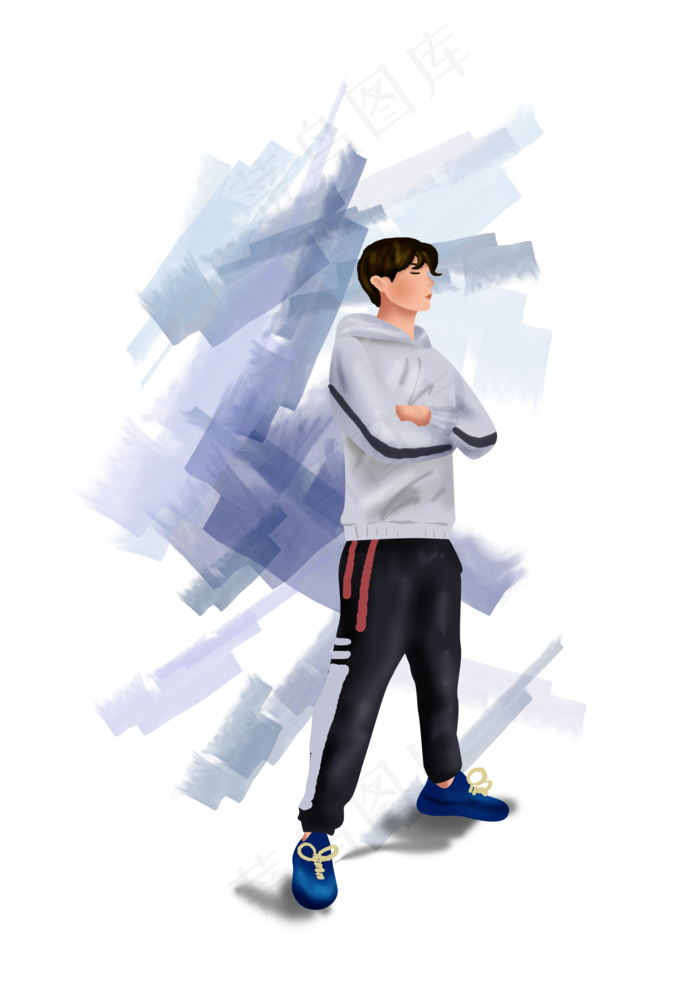 暑假手绘男孩街舞,免抠元素(3508*4961px 300 dpi )psd模版下载