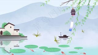 惊蛰春季风景湖畔蜻蜓