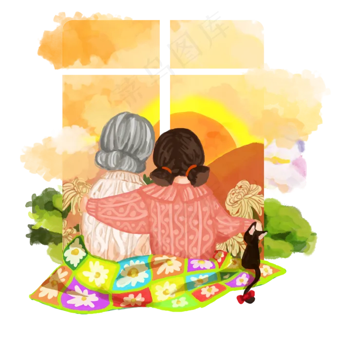 重阳节敬老爱老全家和睦幸福团圆,免抠元素(2000*2000px 300 dpi )psd模版下载