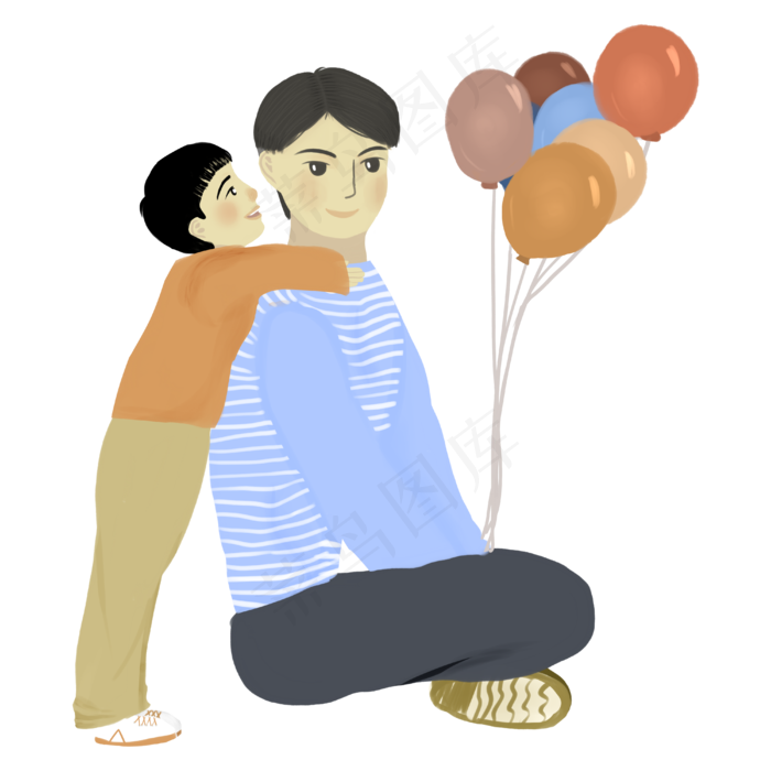 六一儿童节父亲小孩气球PNG图片