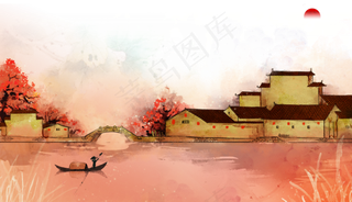 创意江南水乡,免抠元素